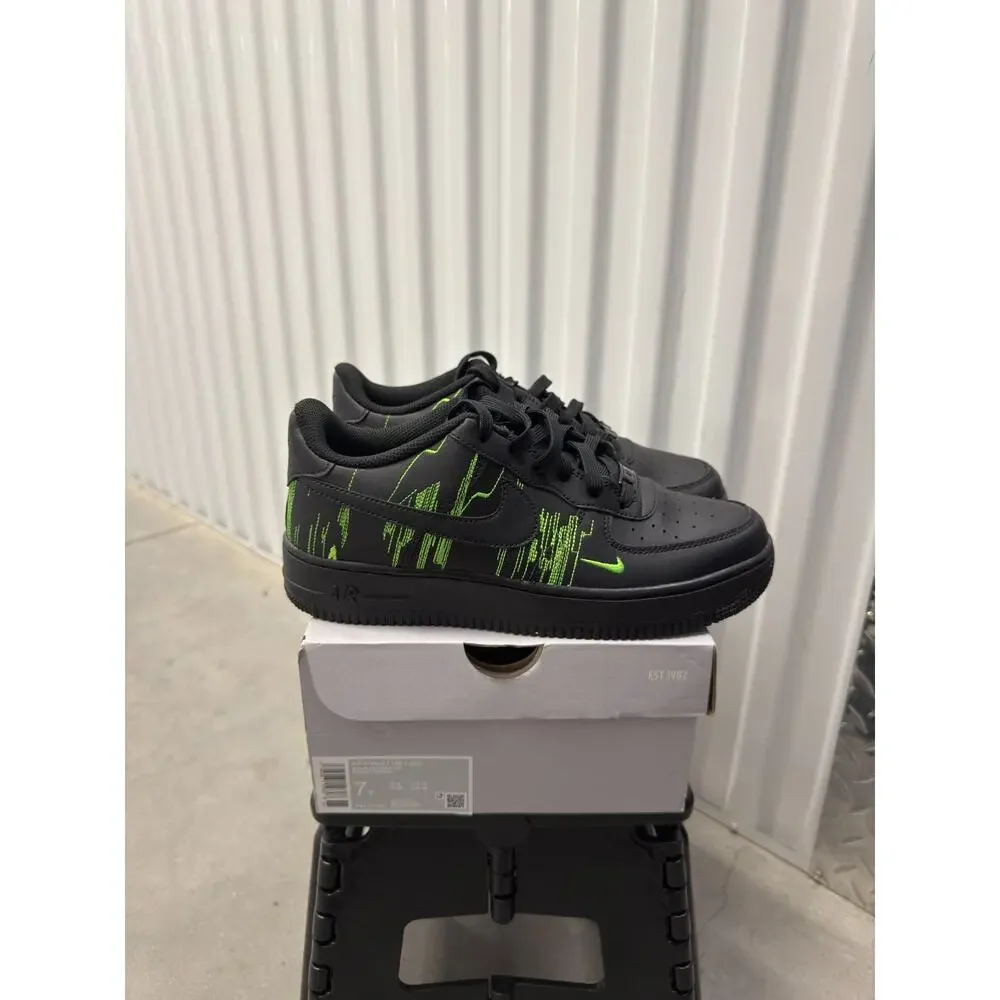 Nike Air Force 1 Matrix Black Green Size 7y GS - HV4763-001
